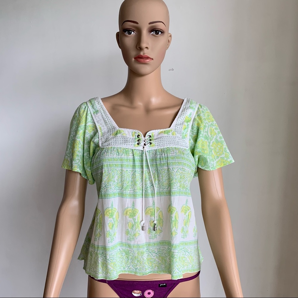 Free people floral neon square top